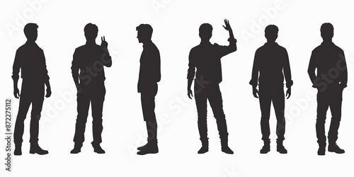 Obraz na płótnie unrecognizable people silhouettes in different poses on isolated white background w salonie