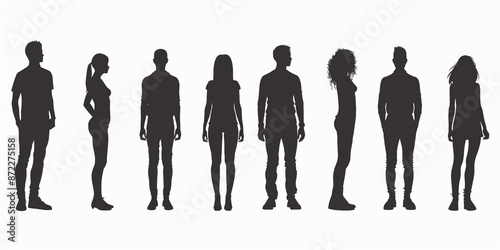 Obraz na płótnie unrecognizable people silhouettes in different poses on isolated white background w salonie
