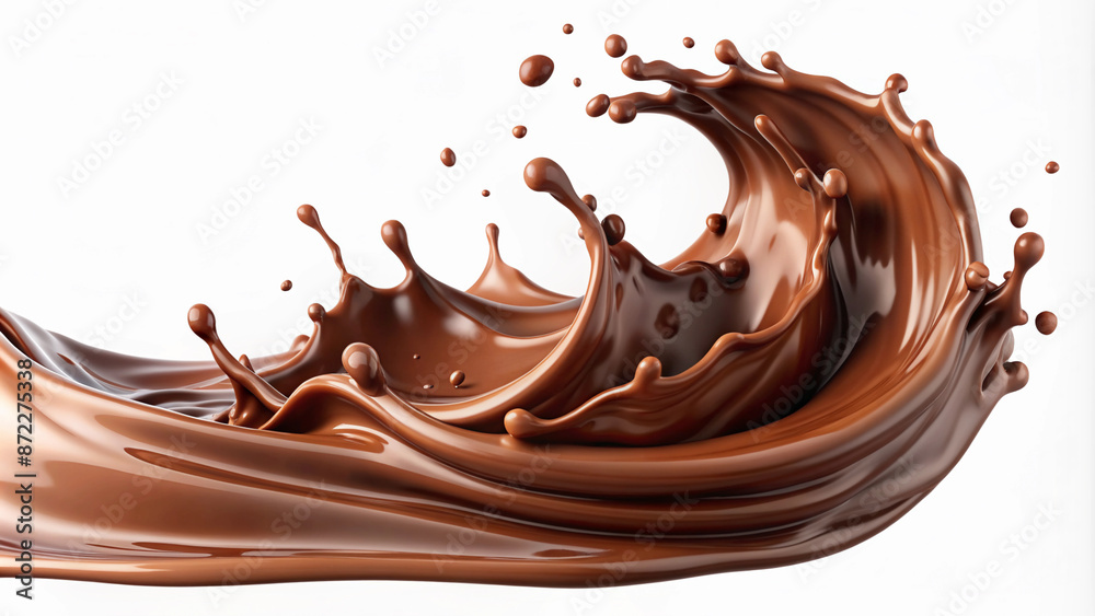 splash wave of hot chocolate on white background splash wave of hot chocolate on white background