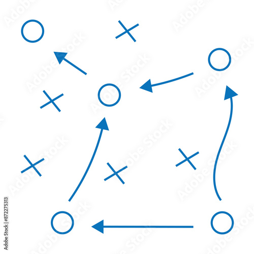 Sports tactics and strategy. Scheme of movement of team player. soccer tactic icon. Eps 10.