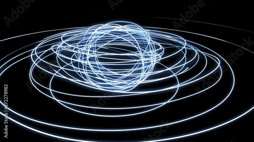 Light trails in circular motion glowing in the dark abstract and futuristic light trails concept