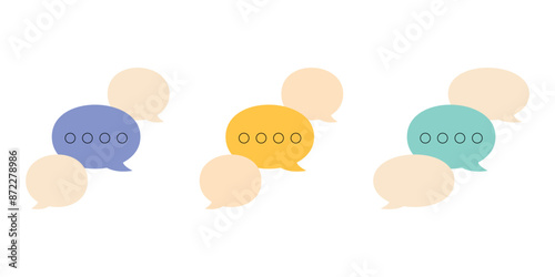 A set of vecor icons of chat messages in cartoon style. Messages in messenger.