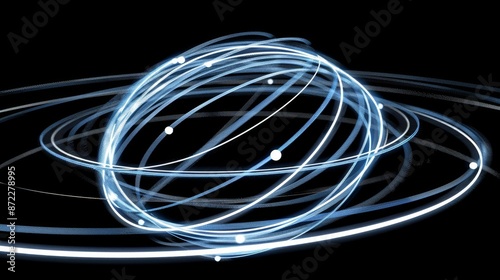 Abstract Light Trails in Motion, Dynamic Light Patterns on Black Background, Conceptual Art of Light Movement Concept
