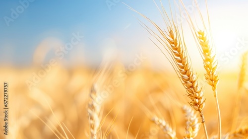 Serene Golden Wheat Fields under Summer Sky