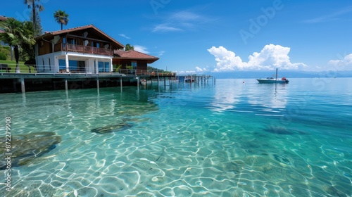 Serene Tropical Beach with Ocean Views and Nearby Resort © Volodymyr Skurtul