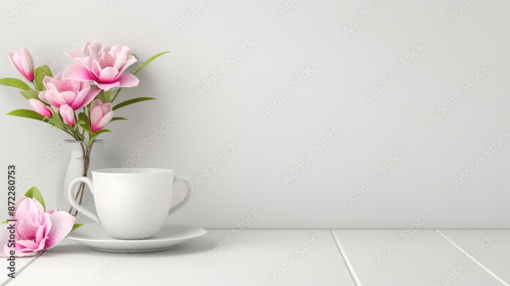 Serene Tea Set Arrangement on White Countertop Serene Tea Set Arrangement on White Countertop