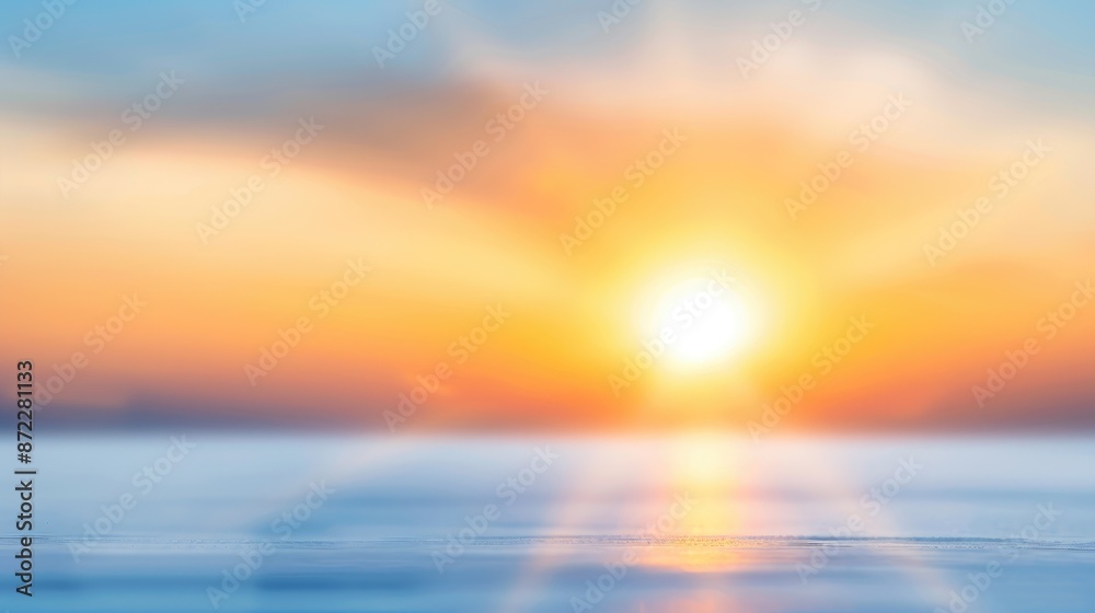 Fototapeta premium Serene Sunset Over Ocean with Gradient Sky and Warm Reflection