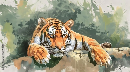 Watercolor Tiger Portrait w...