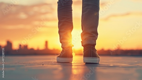 Sunset Rooftop Reflections Amid Urban Skies