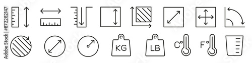 Measurement icon. Measure and Length line icons