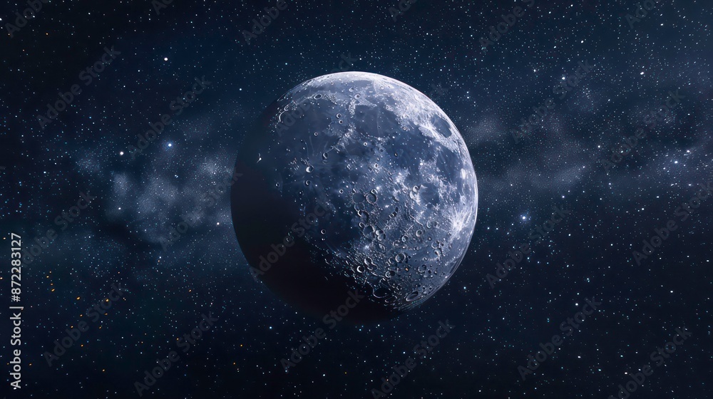 Stunning high resolution image of the moon illuminated against the cosmos. Generative AI Stunning high resolution image of the moon illuminated against the cosmos. Generative AI