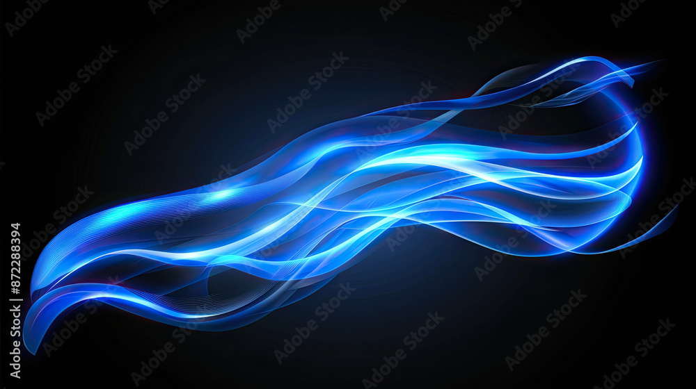 Blue glowing curves i isolated on black background Blue glowing curves i isolated on black background