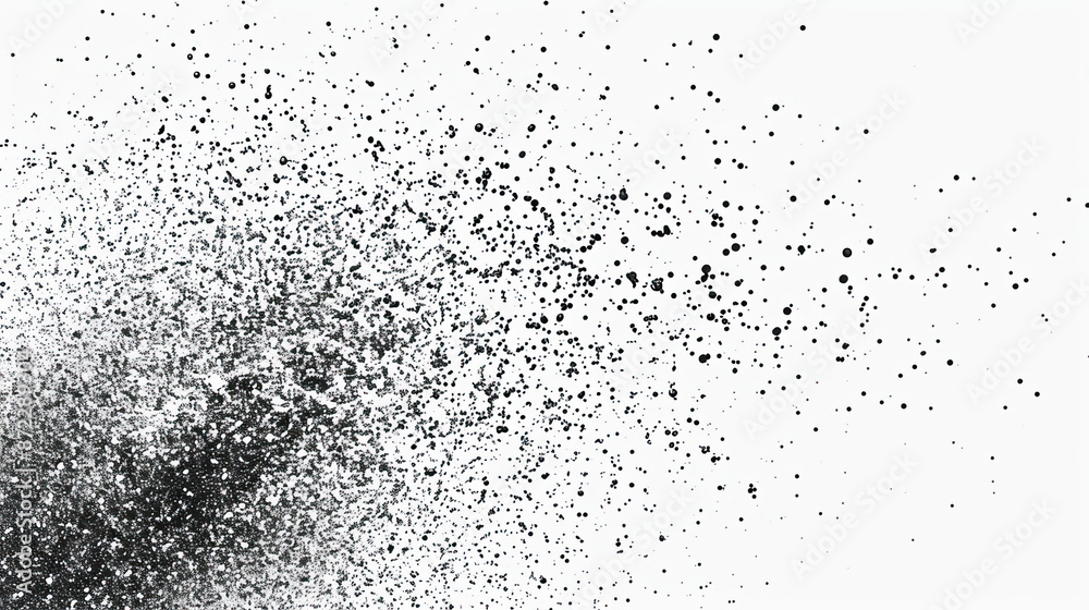 Obraz premium Dotwork abstract background, black grain texture, isolated on white background