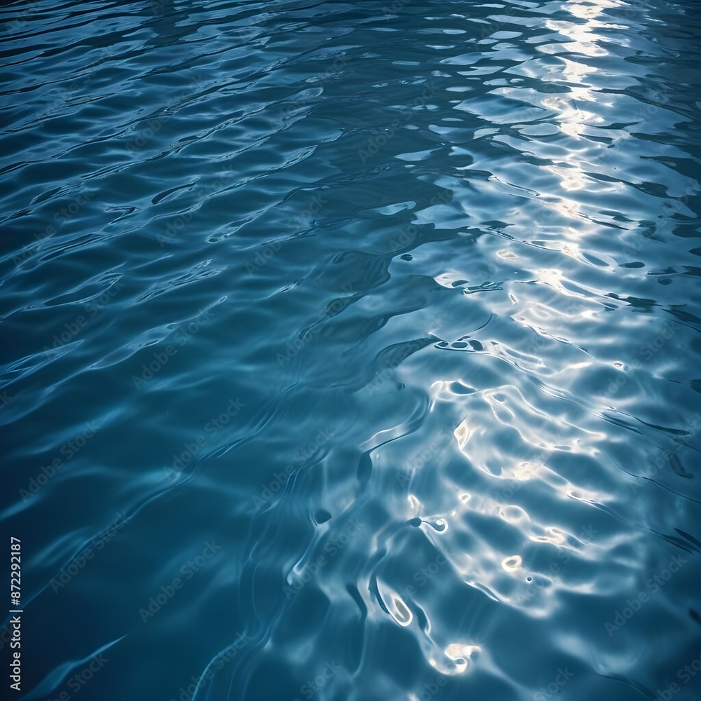 Obraz premium Rippling blue water surface with light reflections