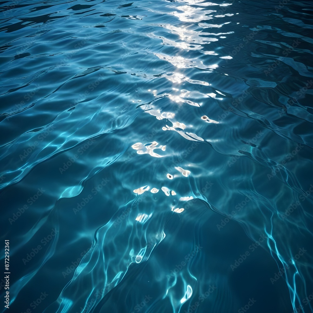 Rippling blue water surface with light reflections Rippling blue water surface with light reflections