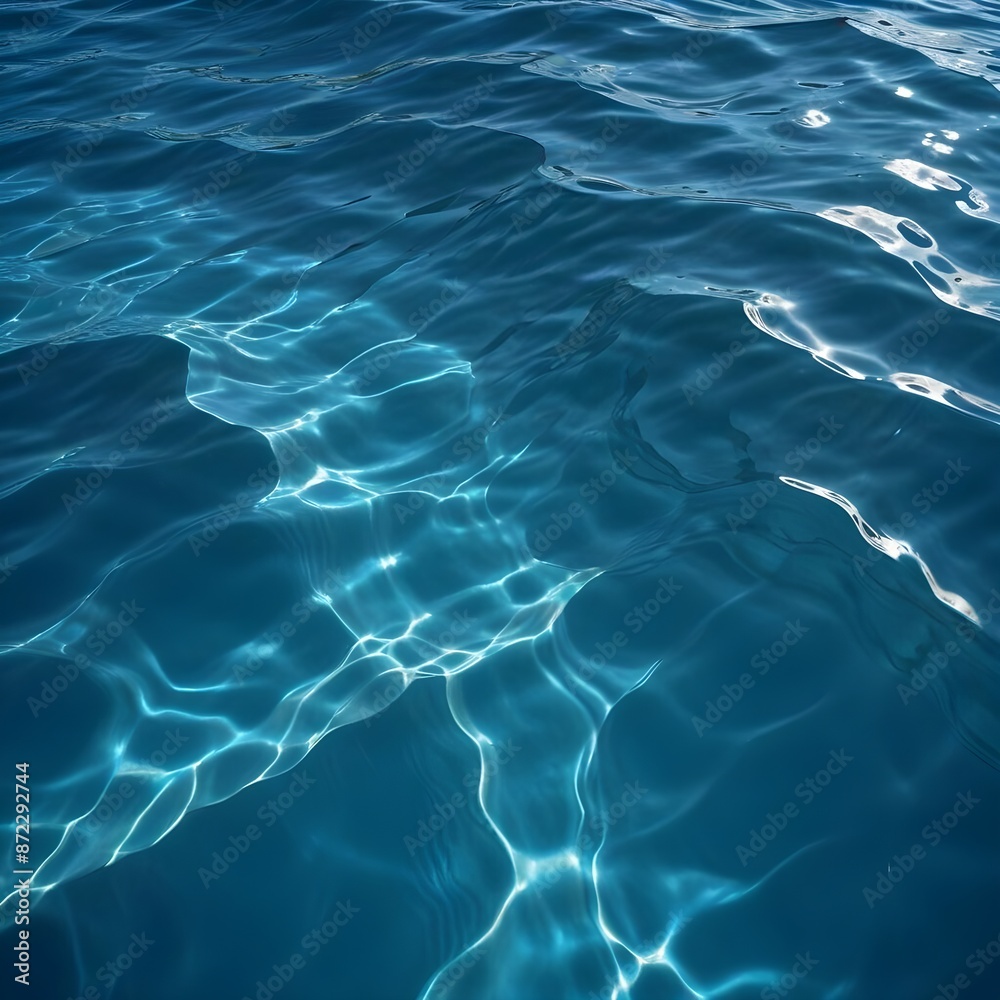 Fototapeta premium Rippling blue water surface with light reflections