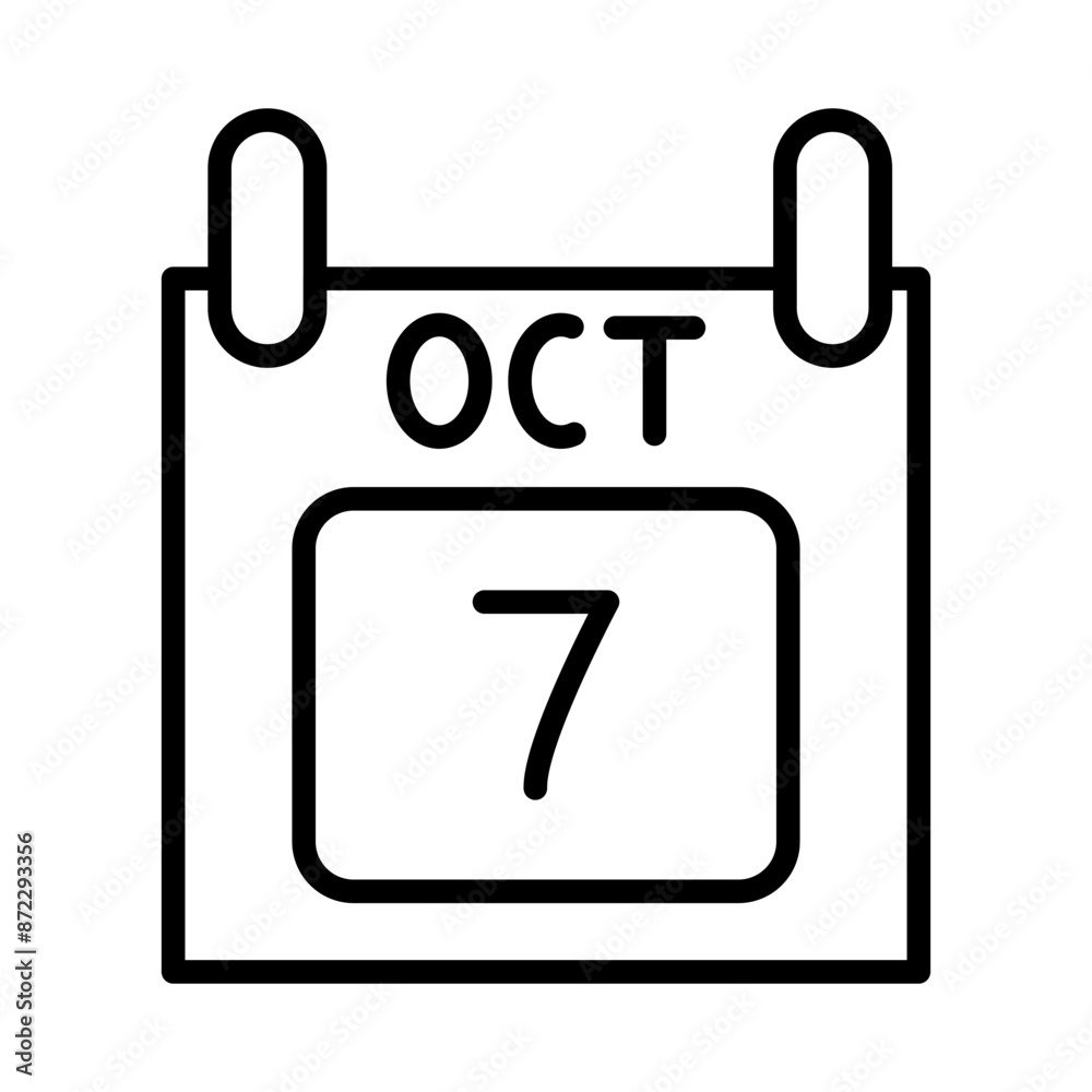 7 october date icon design in filled and outlined style 7 october date icon design in filled and outlined style