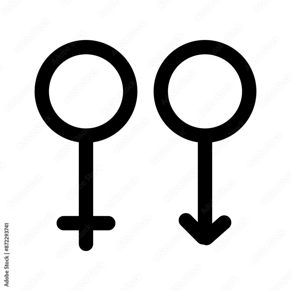 Male, female symbols icon design in filled and outlined style Male, female symbols icon design in filled and outlined style