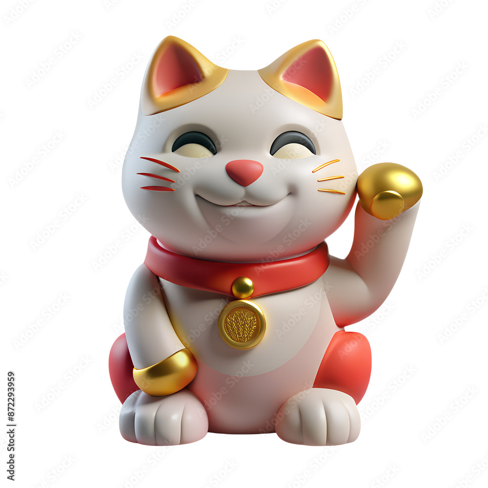 Chinese lucky cat 3d icon isolated on the transparent background Chinese lucky cat 3d icon isolated on the transparent background