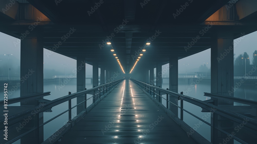 An empty city bridge, usually teeming with traffic An empty city bridge, usually teeming with traffic
