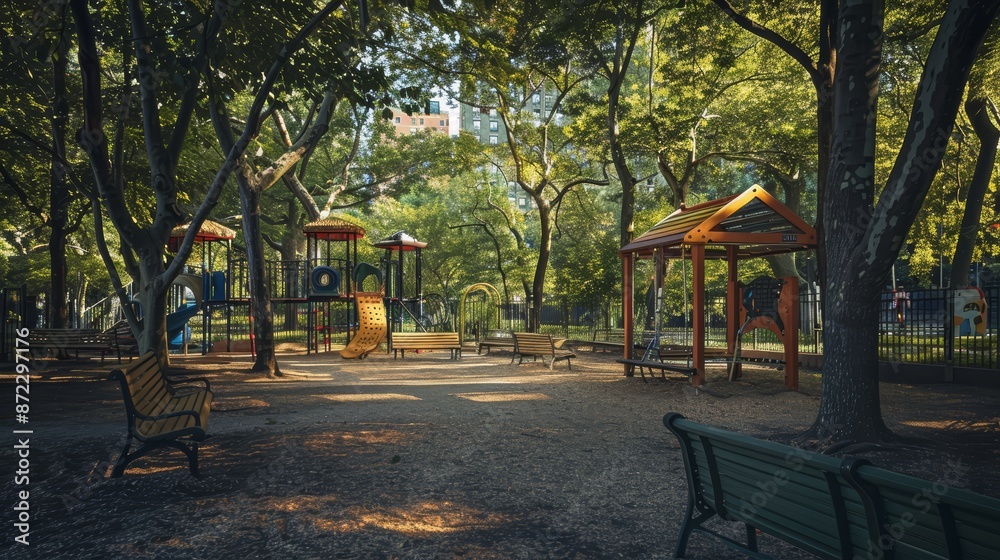 An empty park in the heart of the city An empty park in the heart of the city