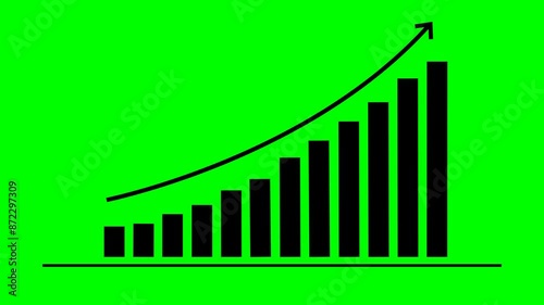 4K curve statistics graph displays increasing arrow and bar statistics, illustrating the steady increase in profits in the global economy	