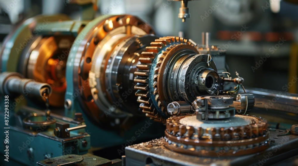 Close-up of Industrial Machine Gears and Components Close-up of Industrial Machine Gears and Components