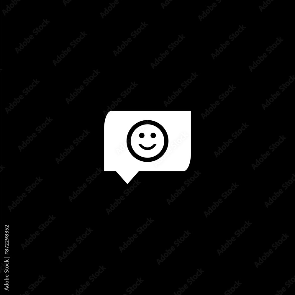 Review happy icon simple sign. Happy icon flat vector illustration for graphic and web design isolated on black Review happy icon simple sign. Happy icon flat vector illustration for graphic and web design isolated on black