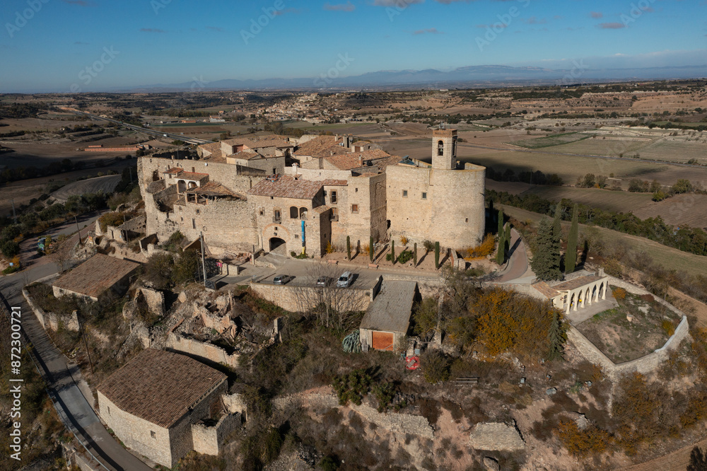 Aerial view of the walled town of Montfalco Murallat Aerial view of the walled town of Montfalco Murallat