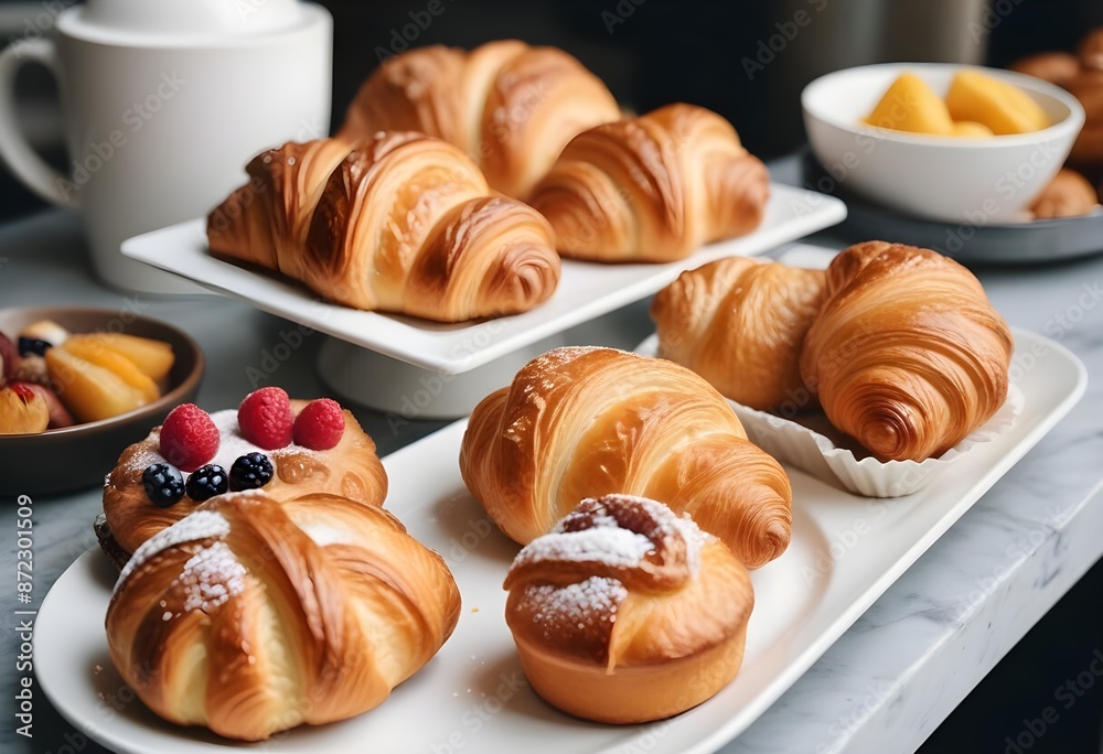 Elegant bread and sweet showcase in a tray Elegant bread and sweet showcase in a tray