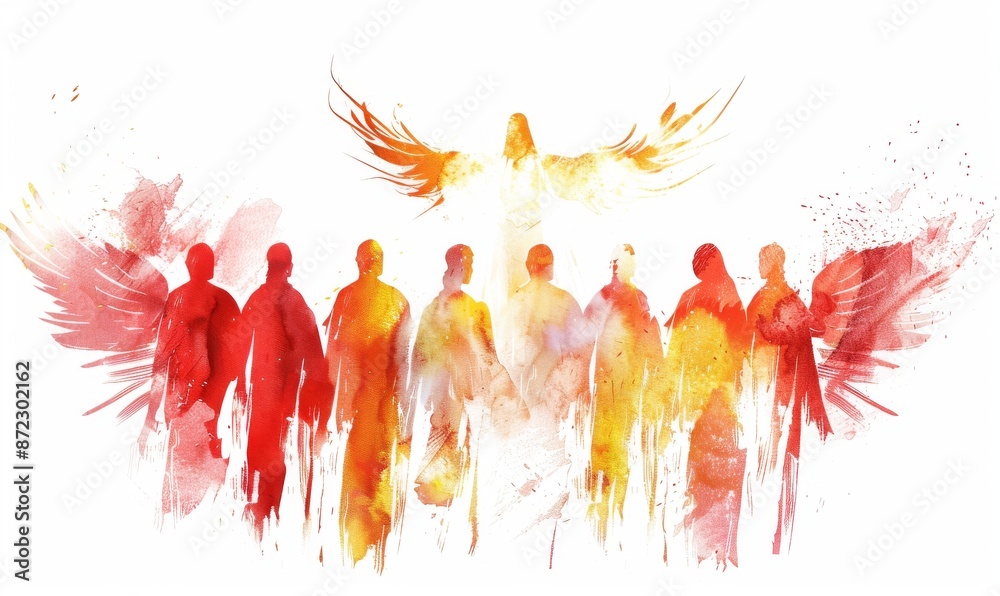 Pentecost Sunday: The Holy Spirit Comes as Tongues of Fire. Digital ...