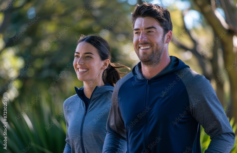 smiling while jogging side by side thro smiling while jogging side by side thro