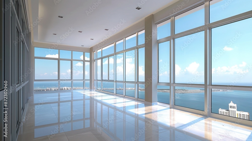 Fototapeta premium luxury condominium with energy-efficient windows that incorporate privacy tinting, offering residents spectacular views without compromising on security or energy efficiency