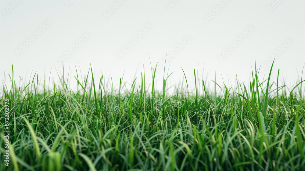Obraz premium Lush green grass on a clear background. Realistic summer lawn. Perfect for summer and nature-themed designs.