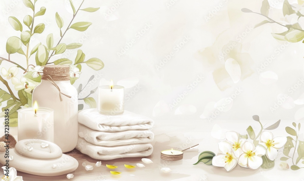 Spa background towel bathroom white luxury concept massage candle bath. Bathroom white wellness spa background towel relax aromatherapy flower accessory zen therapy aroma beauty setting table salt oil Spa background towel bathroom white luxury concept massage candle bath. Bathroom white wellness spa background towel relax aromatherapy flower accessory zen therapy aroma beauty setting table salt oil