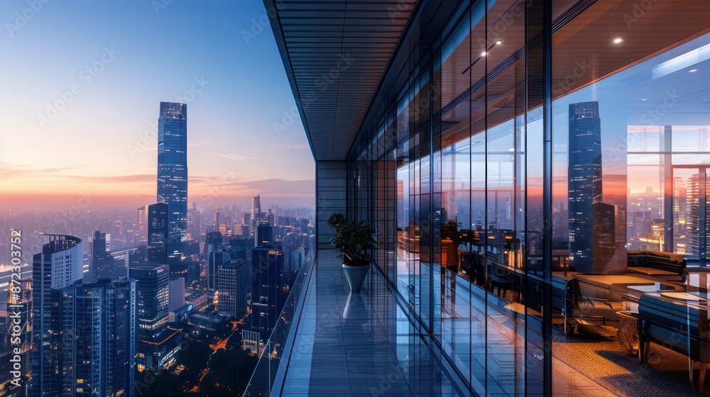 Obraz premium luxury residential tower with energy-efficient windows that not only provide stunning city views but also significantly reduce the building's carbon footprint