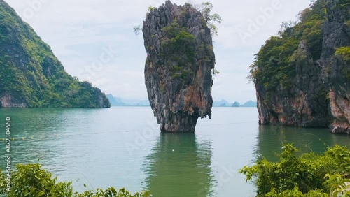 Famous James Bond island near Phuket in Thailand. Khao Phing Kan island with rock formations in Phang Nga bay, Thailand. Popular travel and touristic destination in Asia
