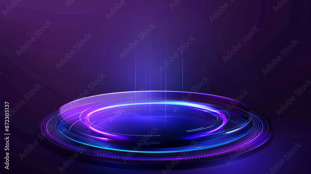 Hologram of web application UI, blue purple dark background Hologram of web application UI, blue purple dark background