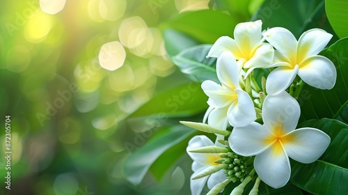 On background, a flower in bloom, spectacularly colorful. A natural greeting, it's an awesome sight to behold.