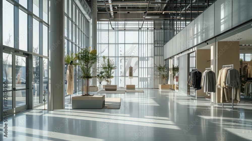sustainable fashion showroom with floor-to-ceiling energy-efficient windows that minimize UV damage to delicate fabrics while maximizing natural light sustainable fashion showroom with floor-to-ceiling energy-efficient windows that minimize UV damage to delicate fabrics while maximizing natural light