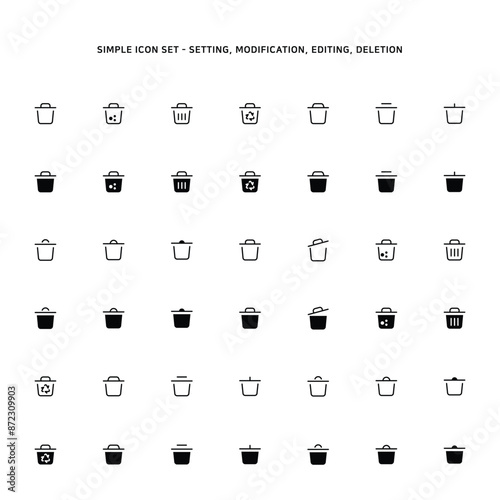 Icons about trash bin and trash bin condition
