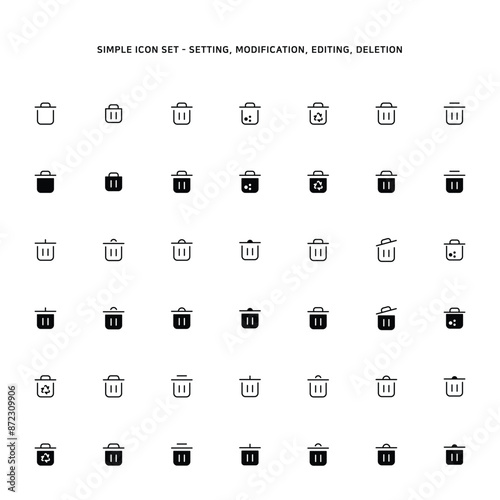 Icons about trash bin and trash bin condition
