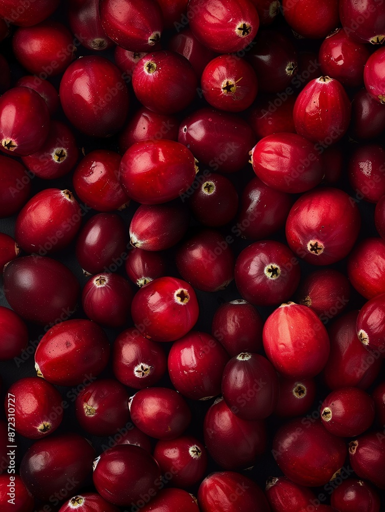 Fresh Ripe Cranberries in a Full-Frame Close-Up View Fresh Ripe Cranberries in a Full-Frame Close-Up View