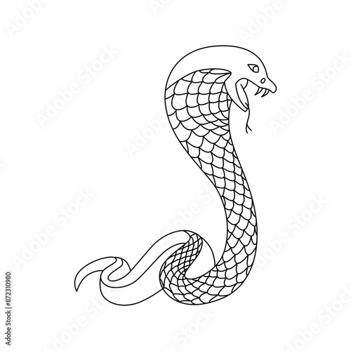 Snake line - symbol Chinese oriental New Year 2025 symbol. Vector stock hand drawing illustration for design template tattoo or congratulations greeting card, banner, calendar. Editable stroke.