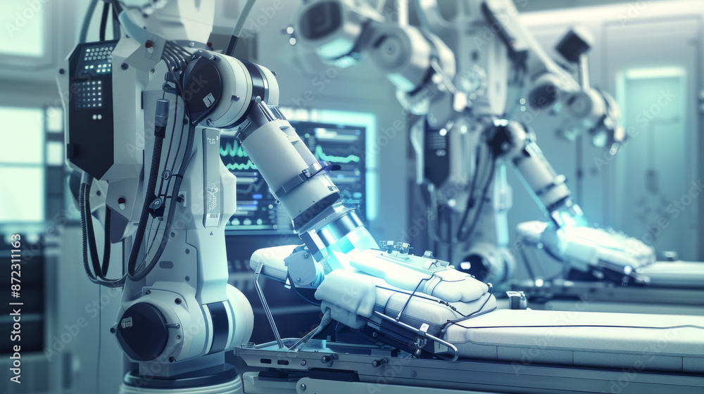 Medical devices and robotic surgery, showcasing advancements in healthcare technology Medical devices and robotic surgery, showcasing advancements in healthcare technology