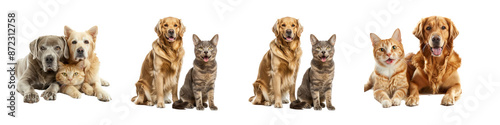 Set of Cat and dog together isolated on transparent background