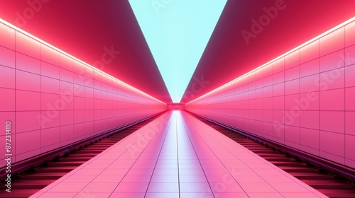 Modern subway at night, virtual reality ads, intricate shadows, high-tech ambiance, science fiction aesthetic