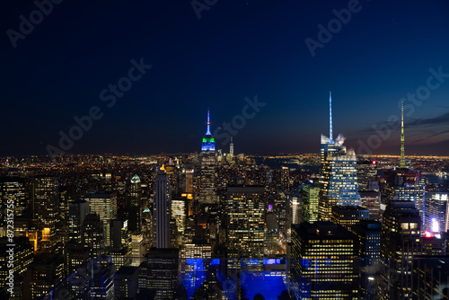 Night aerial view of Manhattan
