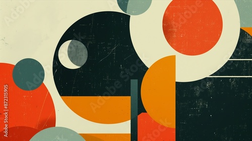A colorful abstract painting with a black background. The painting is full of circles and squares, and the colors are bright and bold. The mood of the painting is energetic and playful