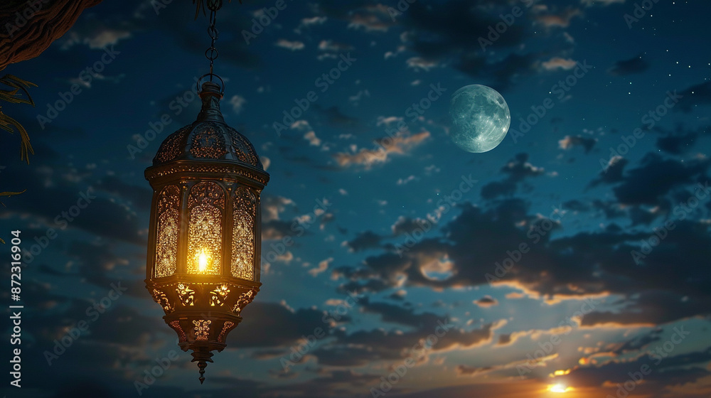 Eid mubarak islamic night lantern, ramadan, Eid al Adha celebration banner Eid mubarak islamic night lantern, ramadan, Eid al Adha celebration banner